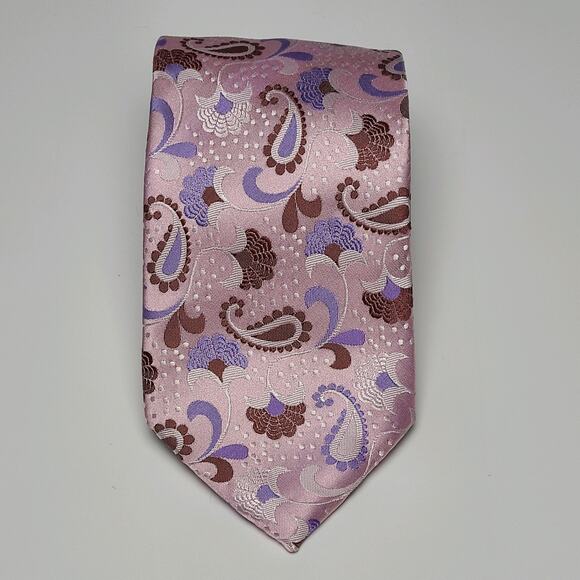 Rossi Man Milano Men's Tie Pink Lavender Paisley 63" - Picture 1 of 5
